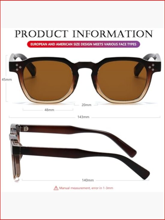 Retro Square Thick Frame Sunglasses UV400 Protection Non-Polarized Composite main image 6